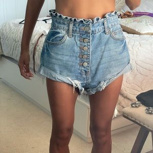 Forever 21 Distressed Button High Waisted Shorts